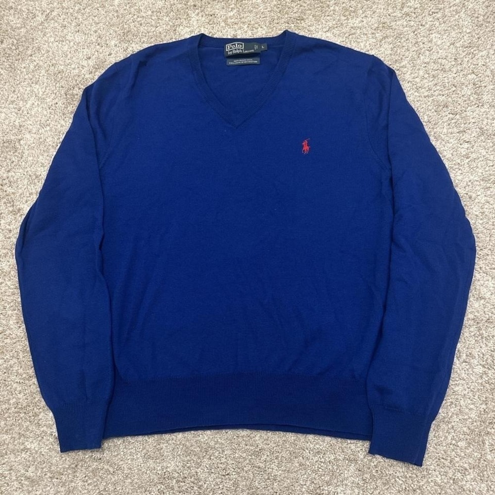 Polo Ralph Lauren Merino Wool‎ V-Neck Sweater | Royal Blue | Large